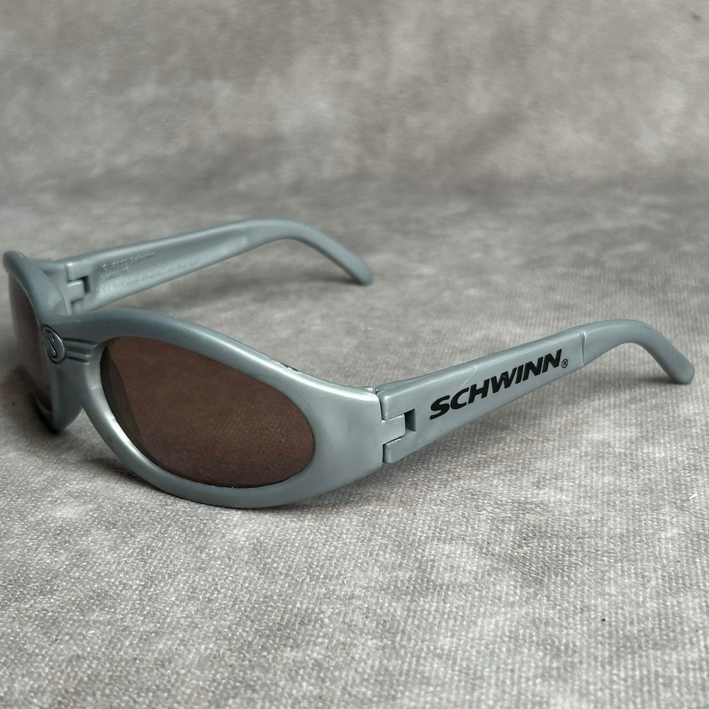 Vintage 2000 Schwinn Wrap Sunglasses Silver Sport Biker Y2K Cyber Shades